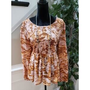 Est. 1946 Women's Brown Polyester Casual Round Neck Long Sleeve Top Blouse XL